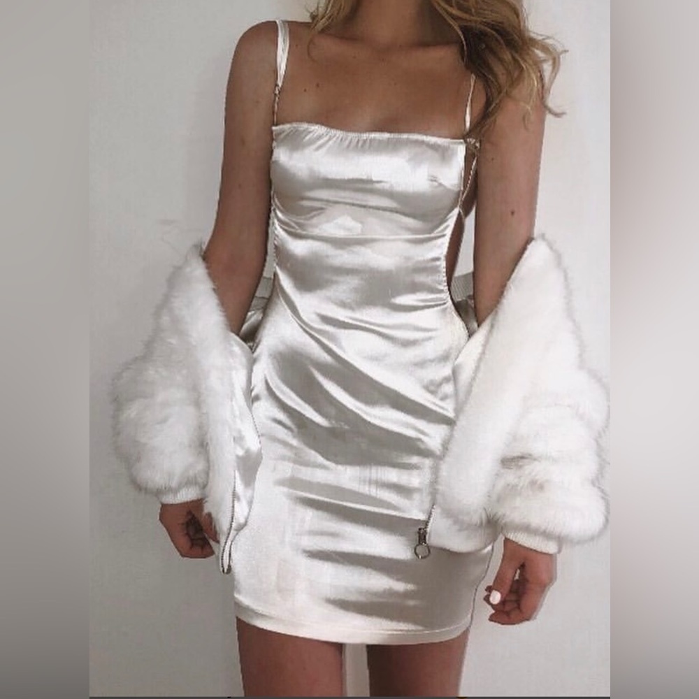 Chic Satin Mini Dress in White